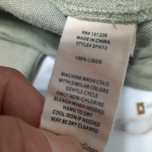 Soft Surroundings Wide Leg Pants Size Small Light Olive Green 100% Linen Pull On - Picture 10 of 14